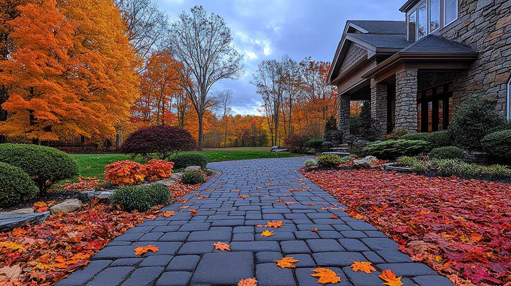 Interlocking paver driveway prepared for winter in Laval Quebec